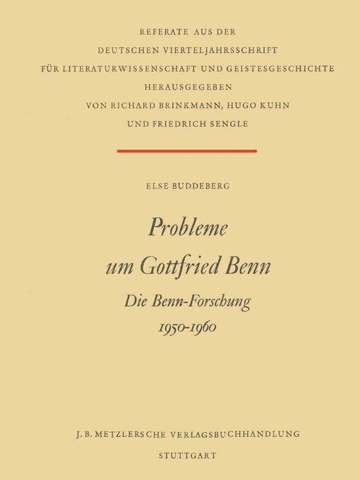 Title details for Probleme um Gottfried Benn by Else Buddeberg - Available